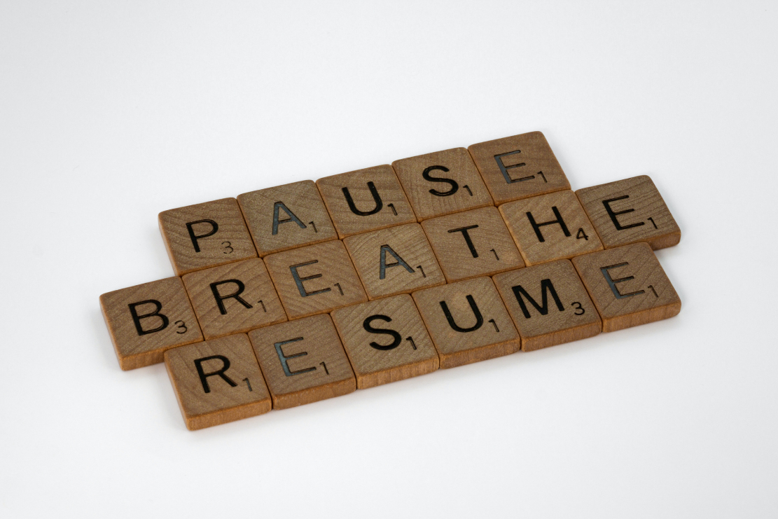 scrabble letters pause breathe resume nervous system